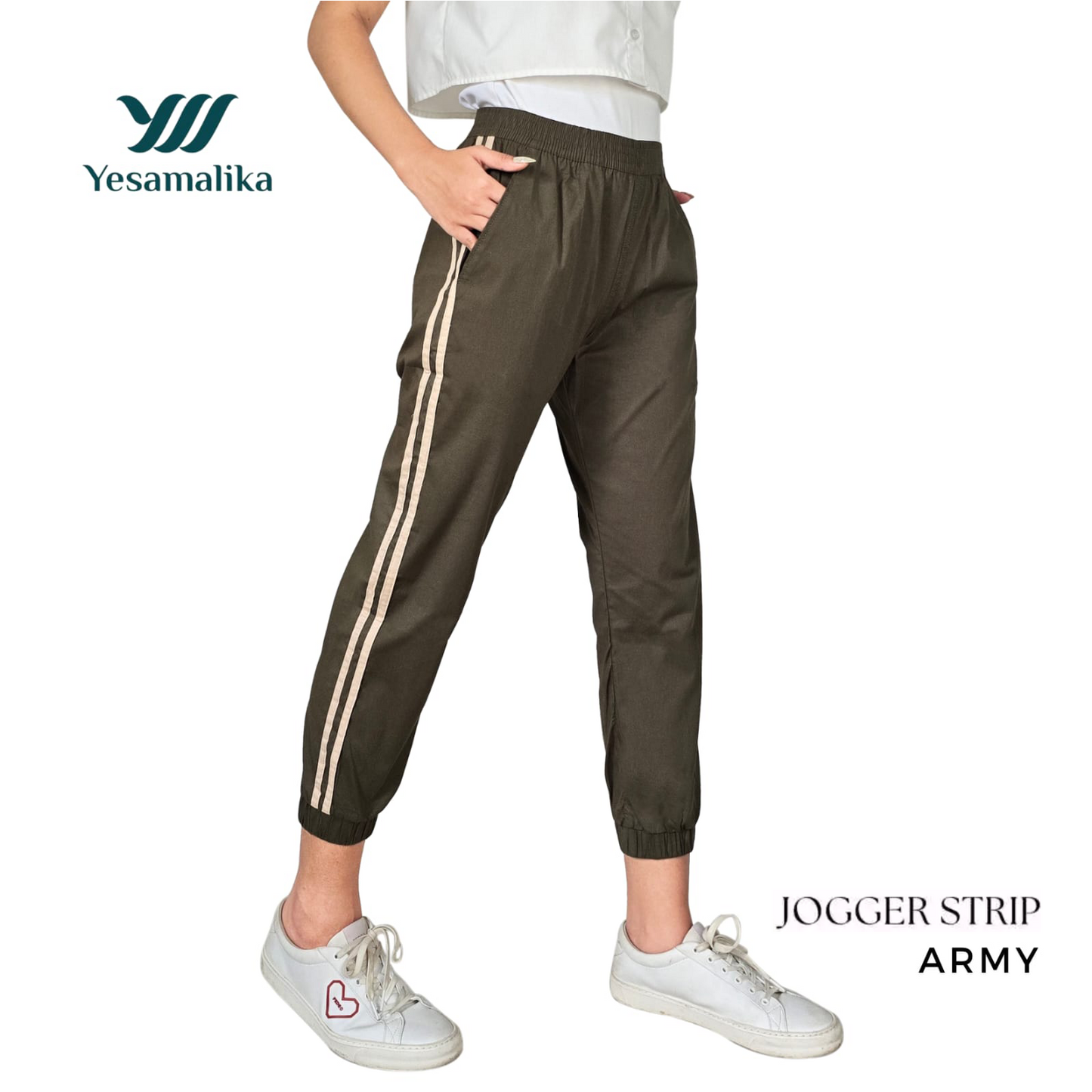Jogger Strip Pants 7/8