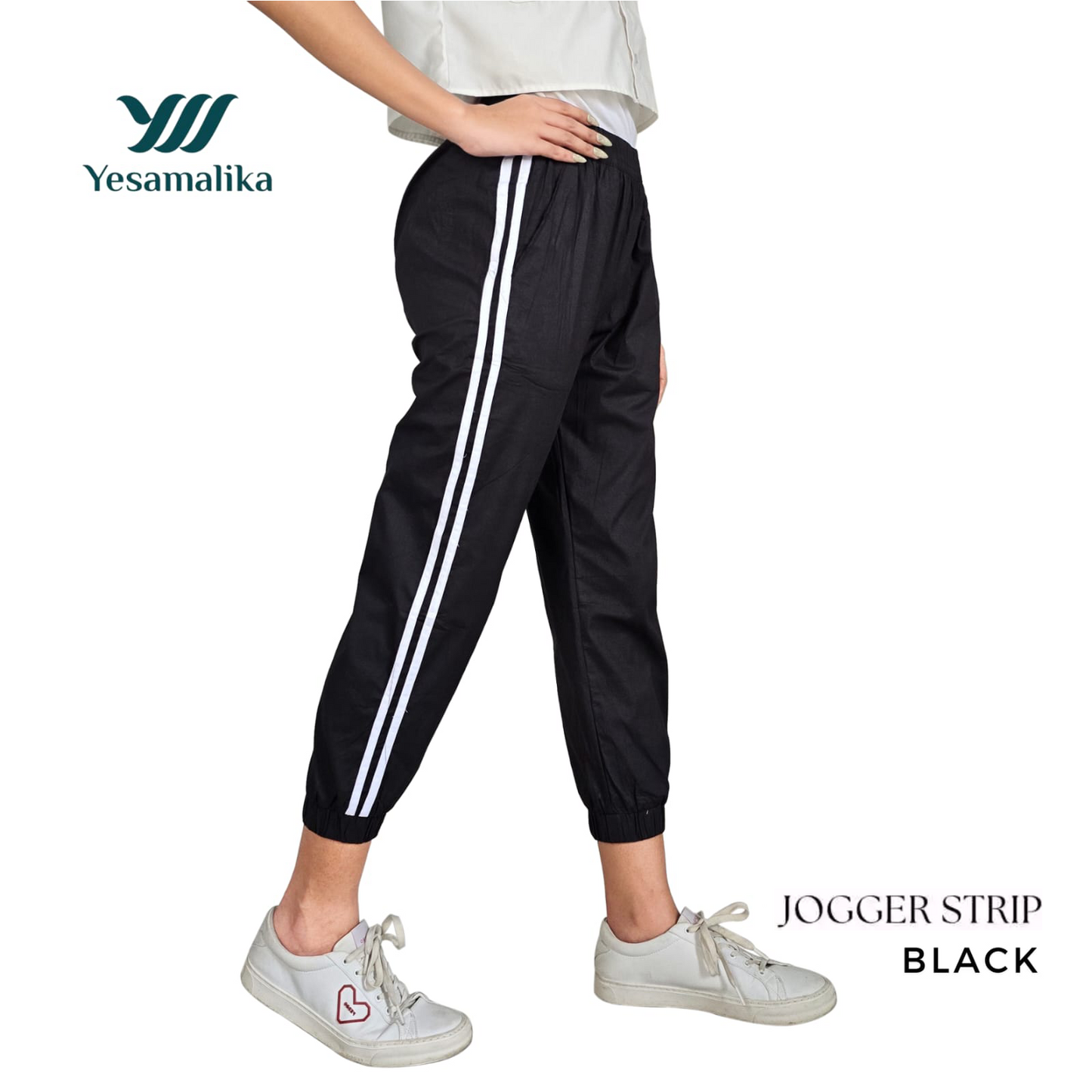 Jogger Strip Pants 7/8